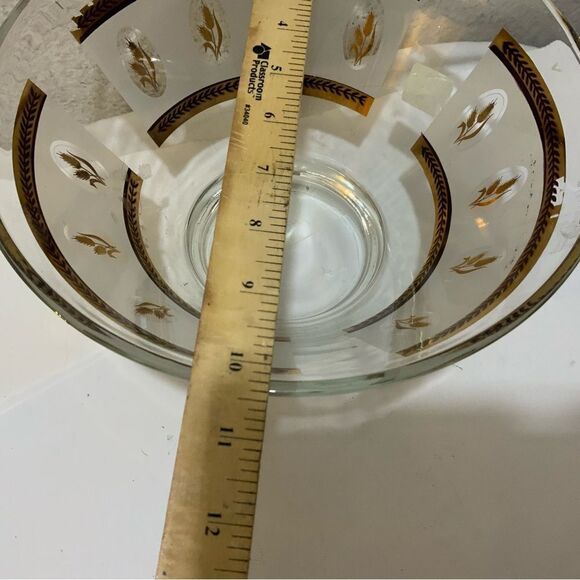 Vintage 1960s Anchor Hocking Mid Century Gold Wheat Large Glass Serving Bowl - Picture 6 of 12